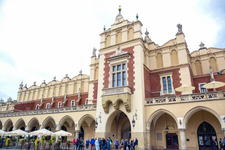 Tourists enjoying their time at Krakow Cloth Hall, the central feature of main market square in the Krakow Old Town, Polandのeditorial素材