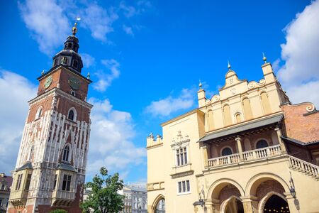 Krakow's Town Hall Tower, the main tower located in Main Square of Main Market Square in the Old Town of Krakow, Polandのeditorial素材