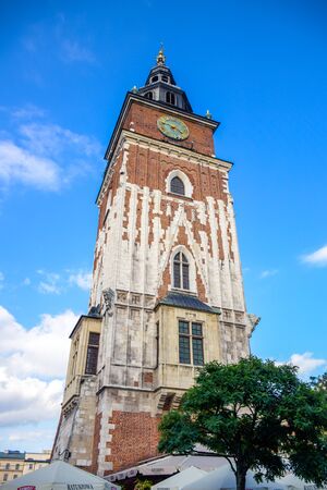 Krakow's Town Hall Tower, the main tower located in Main Square of Main Market Square in the Old Town of Krakow, Polandのeditorial素材