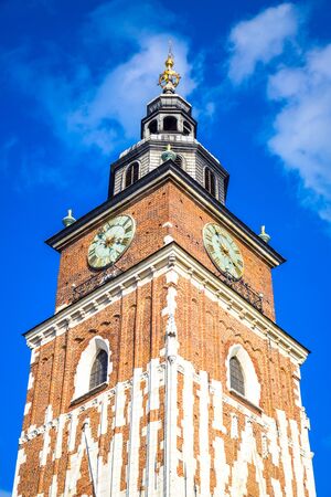 Krakow's Town Hall Tower, the main tower located in Main Square of Main Market Square in the Old Town of Krakow, Polandのeditorial素材