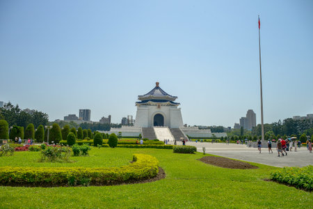 TAIPEI, TAIWAN, APRIL 16, 2023: Chiang Kai-Shek Memorial Hall in Taipei, one of the most popular travel destination among tourists visiting Taiwan.のeditorial素材