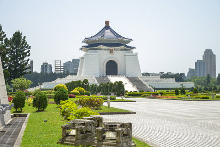 TAIPEI, TAIWAN, APRIL 16, 2023: Chiang Kai-Shek Memorial Hall in Taipei, one of the most popular travel destination among tourists visiting Taiwan.のeditorial素材