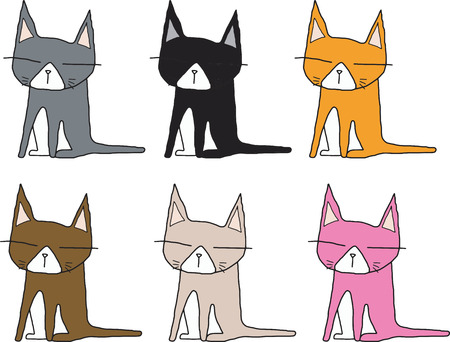 vector cat sitting character have many color isolated white backgroundのイラスト素材