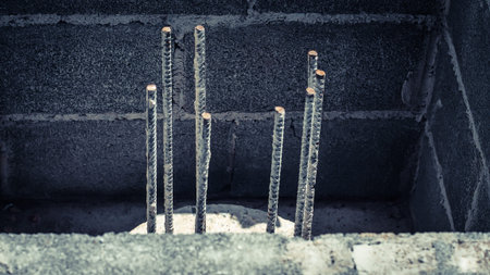 Dowel bar Steel on pile cut off for reinforcement under ground structure foundation.