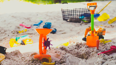 toys bucket for children play funny vacation at sea beach summer happy family relaxation.の写真素材