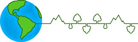 Global world earth cardiogram graphic illustration vector display heath care nature life environment tree water earth soil idea concept isolated white backgroundのイラスト素材