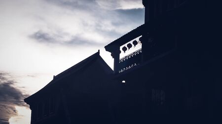 Building of China traditional architecture. Silhouette photography. travel design background.の写真素材