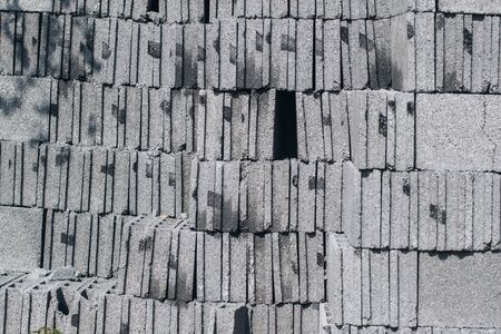 Gray cement cinder block background at site constructionの写真素材