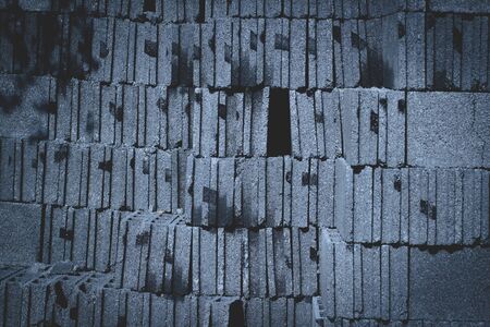 Gray cement cinder block background at site constructionの写真素材