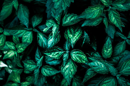 Close up tropical nature green leaf texture background Dark Nature background, green leaves in...