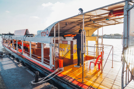 June 2018, Bangkok Thailand Pier in Bangkok the Tourism and travel in Bangkok by the Chao Phraya...