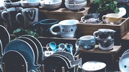 September 2019, cicada Hua Hin Market Thailand, flea market art and handmade productsのeditorial素材