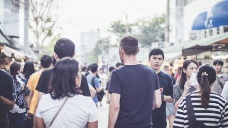 October  2019 Bangkok Thailand food vendor at Chatuchak weekend market in Bangkok, Thailand. It is the largest market in Thailand.  Tourists are shoppingのeditorial素材