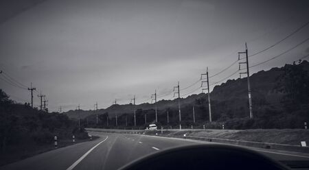 car traveler  .road trip  driving in the country side . journey travel on holiday concept ideaの写真素材