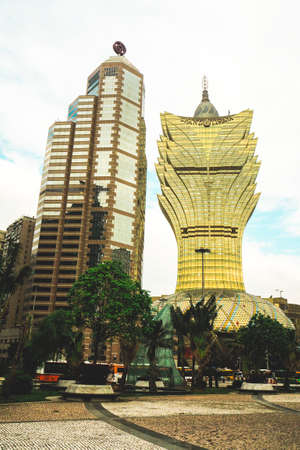 November 2017 Macau China. Grand Lisbon Casino: Landmark of Macau.  Grand Lisbon Macau is in the city Centre and connected to a shopping Centre. Macau Tower and Senado Square are notable landmarksのeditorial素材