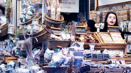 October  2019 Bangkok Thailand food vendor at Chatuchak weekend market in Bangkok, Thailand. It is...