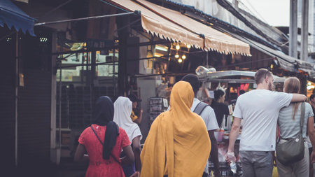 October  2019 Bangkok Thailand food vendor at Chatuchak weekend market in Bangkok, Thailand. It is...