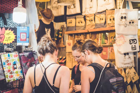 October  2019 Bangkok Thailand food vendor at Chatuchak weekend market in Bangkok, Thailand. It is the largest market in Thailand.  Tourists are shoppingのeditorial素材