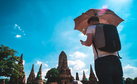 November 2019 Ayutthaya Thailand .tourist travel to UNESCO historical heritage at wat chaiwatthanaram in Ayutthaya Thailand .のeditorial素材