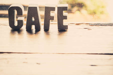 Cafe letter alphabet signage. Vintage Sign Made With Wooden Lettersの写真素材