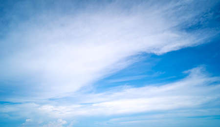 Fluffy cirrus clouds on blue sky abstract nature weather season summerの写真素材