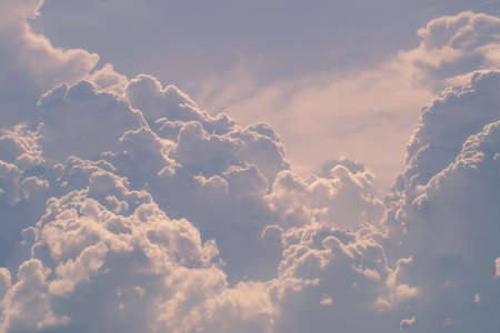 Beautiful white fluffy clouds sky background abstract season and weather.の写真素材