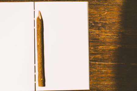 a pencil on a clean piece of white paper notebook.