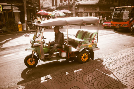 2020 June Bangkok Thailand. old vintage cars display at warehouse in Train Night Market Srinakarin