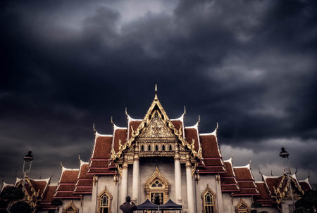 Marble Temple of Bangkok, Thailand. Architecture landmark  the famous travel destination of Thailand