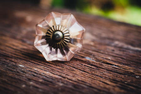 Vintage Glass Drawer Pulls, Knobs for Dresser or Antique Brass Handleの写真素材