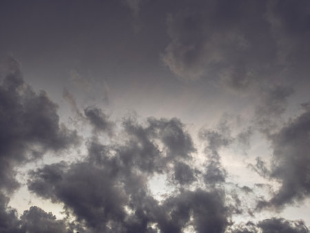 Rainy storm clouds Dark cloud sky environment abstract weather rain season.の写真素材