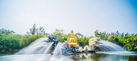 China God Statue Fountain. God Fountain Cement Artwork Statuaryの写真素材