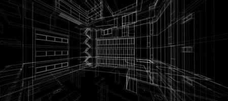 Smart building automation system digital intelligent technology abstract background architecture 3d...