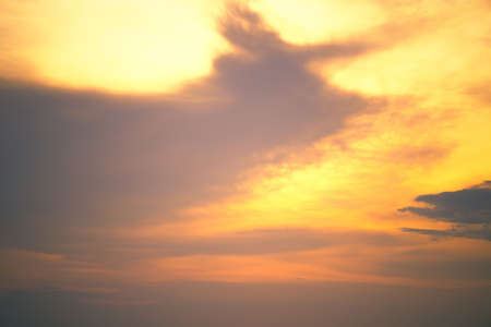 panoramic sunrise or sunset sky with gentle colorful clouds Orange And Yellow Colors Sunsetの写真素材