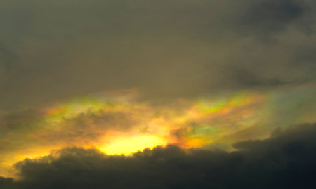 rainbow colorful iridescence Color cloud iridescence skyの写真素材