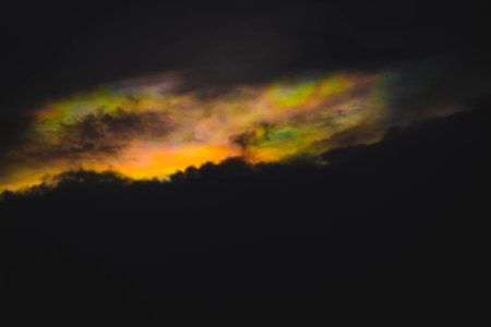 A rainbow cloud  called cloud iridescence nature backgroundの写真素材