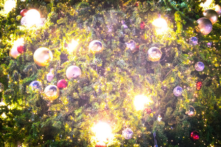 object Christmas ornaments, baubles, Christmas bulbsor Christmas bubbles decorate treeの写真素材