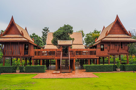 old-fashioned Thai traditional  houses in Ayutthaya Thailandの写真素材