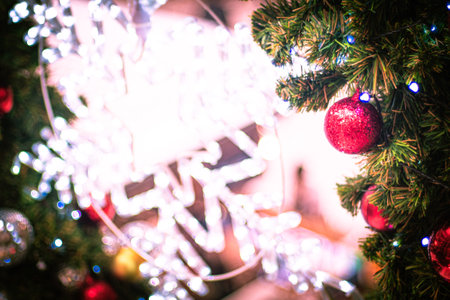 Christmas ornaments, baubles, Christmas bulbsor Christmas bubbles decorate treeの写真素材