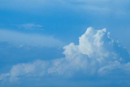 White Cloud fluffy over blue sky nature cloudscape background abstract season and weatherの写真素材