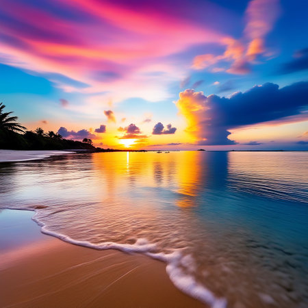 Captivating Morning Sunrise and Peaceful Sunset on Koh Samui Island, Thailand - A Stunning Seascape of Beautyの素材