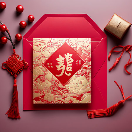 Chinese Red Envelopes: Traditional Symbol of Prosperity and Good Luckの素材