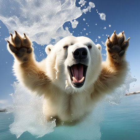 Playful Polar Bear: Silly Antics in the Arcticの素材