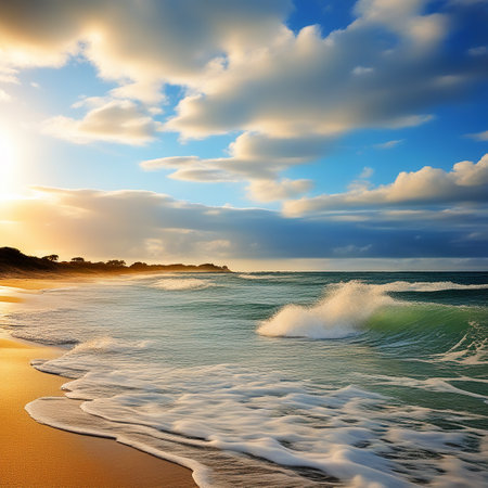 Ocean Waves Breaking and Splashing Gracefully on Sea Rocks in a Beach Coveの素材