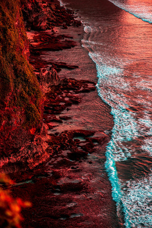 powerful nature. amazing sunset on beautiful tropical Bali beachの写真素材