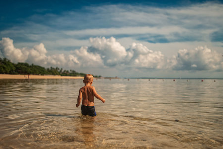 Beautiful photo of amazig landscape with white baby sea water on background of blue sky with...