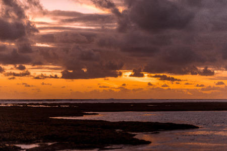 powerful nature. amazing sunset on beautiful tropical Bali beachの写真素材