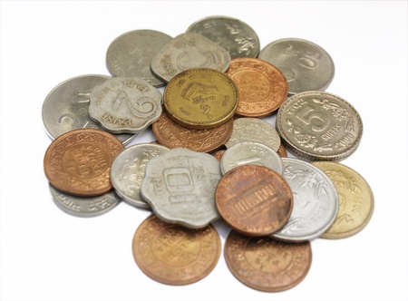 coins of many countriesの写真素材