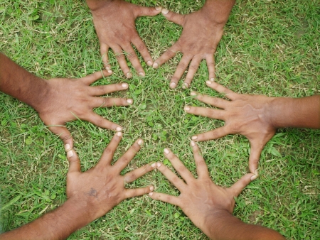 hands on the ground       の写真素材