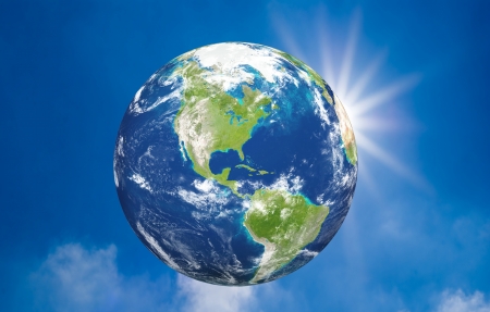 globe in the skyの写真素材